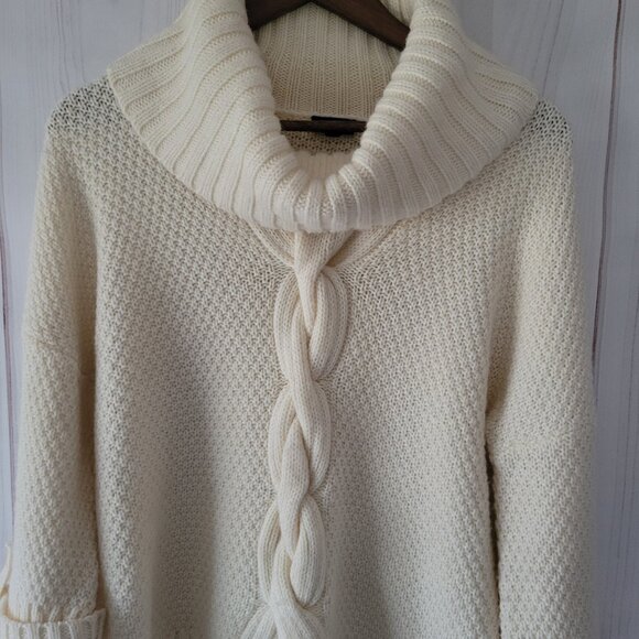 Talbots Chunky Knit Cowl Neck ¾ Length Sleeve Sweater, Women’s Petite M, Cream - Picture 4 of 11